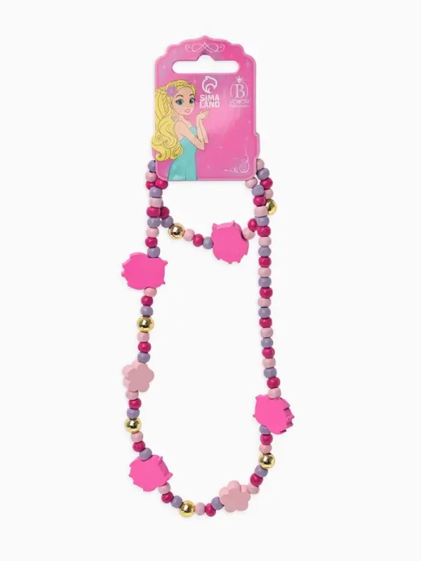 Набор детских украшений Выбражулька &laquo;Совы&raquo;, 2 предмета: бусы, браслет, розовый