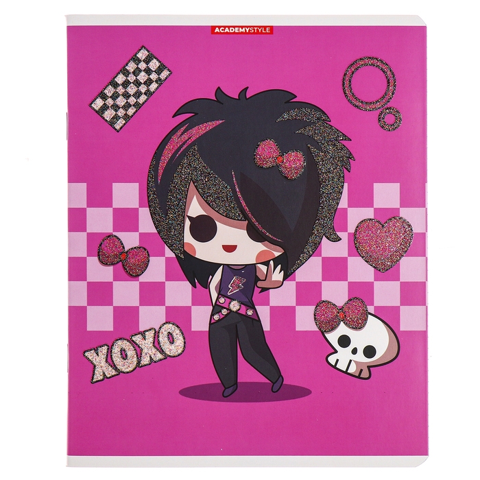 Тетрадь 48 листов в клетку Тетрадь 48 листов в клетку "Девочки готы", обложка мелованный картон, глиттер, МИКС