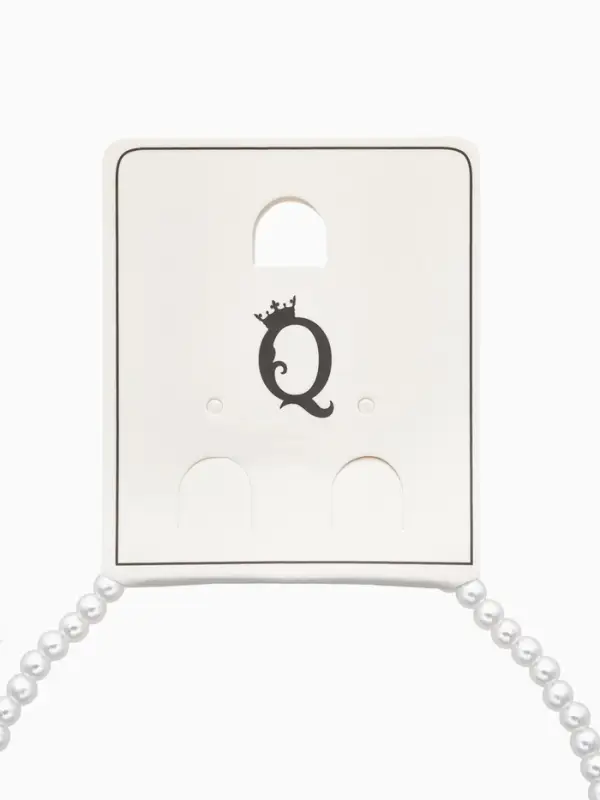 Чокер «Стразик» сердце и жемчужные бусины, белый в серебре, 36 см + 5 см доп, цепочка