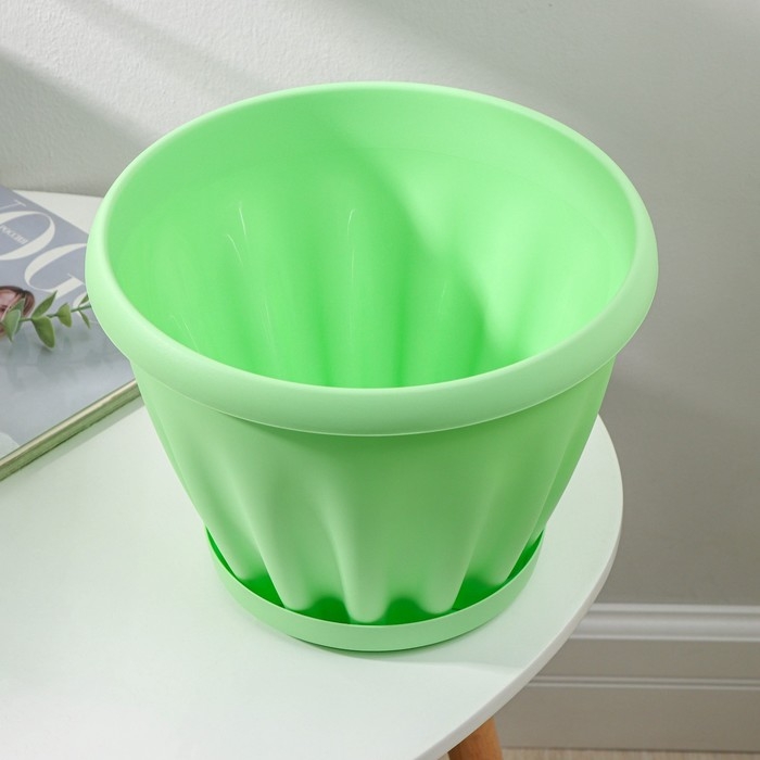 Горшок для цветов с поддоном «Знатный», 6,7 л, d=27 см, зелёный Горшок для цветов с поддоном «Знатный», 6,7 л, d=27 см, зелёный