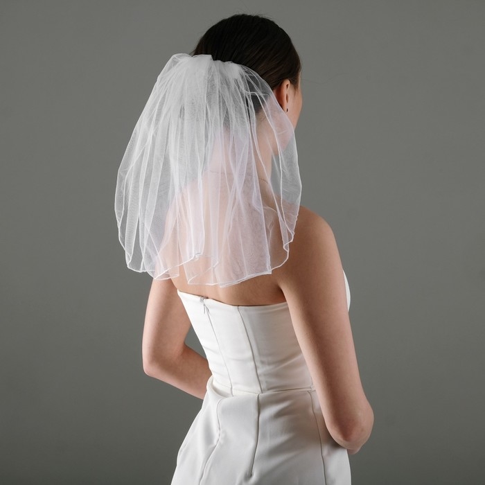 Вуаль ( фата ) "Цветочная", белая, 40 см, полиэстер