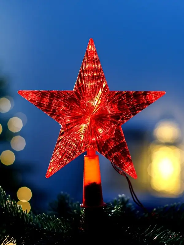 Светодиодная верхушка на ёлку &laquo;Звезда красная&raquo;, 16 см, 10 LED, 220 В, свечение красное