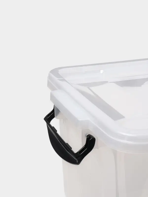 Контейнер для хранения с крышкой, 35 л, 50&times;31&times;28 см, на колёсах, прозрачный, ручки МИКС