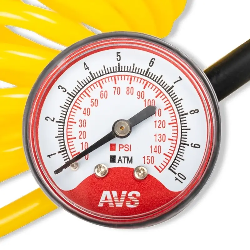 Универсальный шланг-удлинитель с манометром для автомобильных компрессоров HS-01