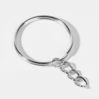 Основа для брелока d25мм с цепочкой набор 100 шт металл серебряный Основа для брелока d25мм с цепочкой набор 100 шт металл серебряный