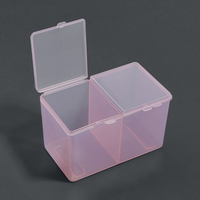Органайзер для хранения, с крышкой, 2 секции, 6,7 &times; 12,5 &times; 7,5 см, цвет МИКС