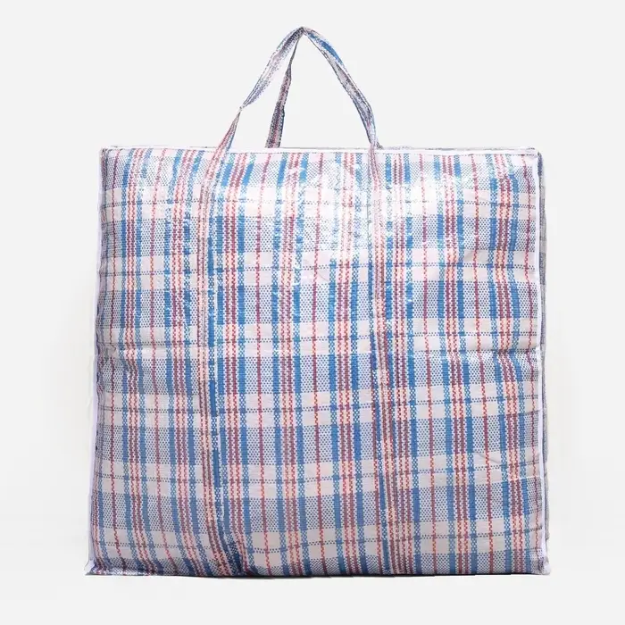 Сумка хозяйственная на молнии, 82 л, в клетку