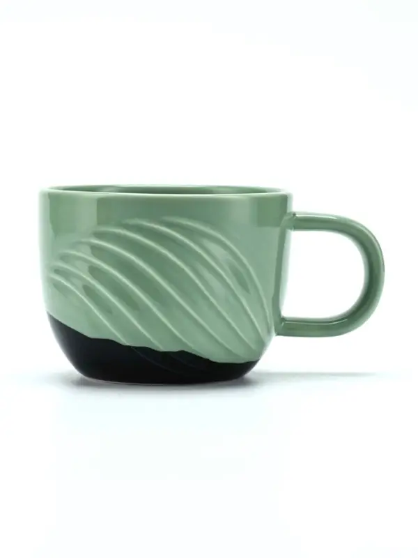 Чайная пара &laquo;Альпы&raquo;: кружка 200 мл, блюдце d=10 см, ручная работа