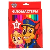 Фломастеры, 12 цветов, в картонной коробке, «Щенячий патруль»
