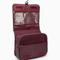 Косметичка дорожная на молнии, с крючком, ручкой, 24&times;9.5&times;18.5 см, бордовая