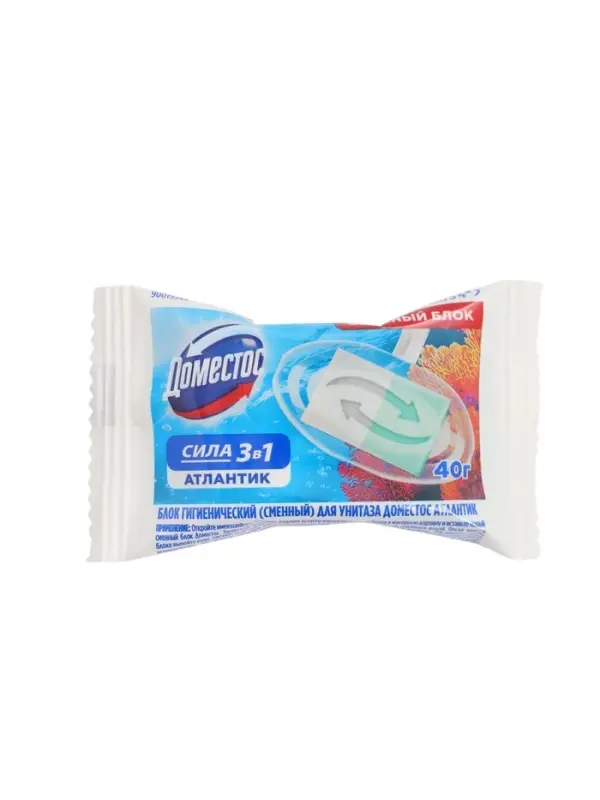 Блок гигиенический для унитаза Domestos &laquo;Атлантик&raquo;, сила 3 в 1, 40 г