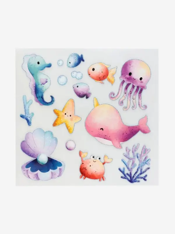 Термонаклейка &laquo;Морской мир&raquo;, с блёстками, 19.1&times;18.3 см
