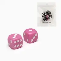 Кубики игральные «Время игры», 1.6×1.6 см, набор 2 шт., розовые
