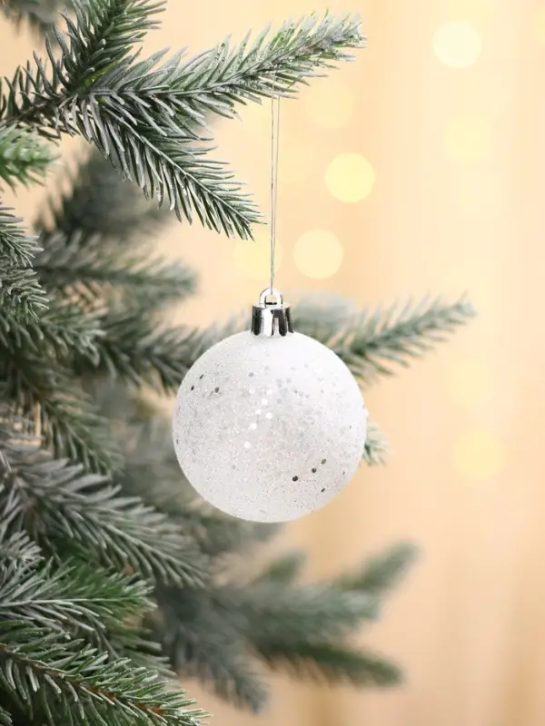 Ёлочные игрушки &laquo;Изморозь&raquo;, шары новогодние, d=6 см, набор 6 шт., кружева, белый