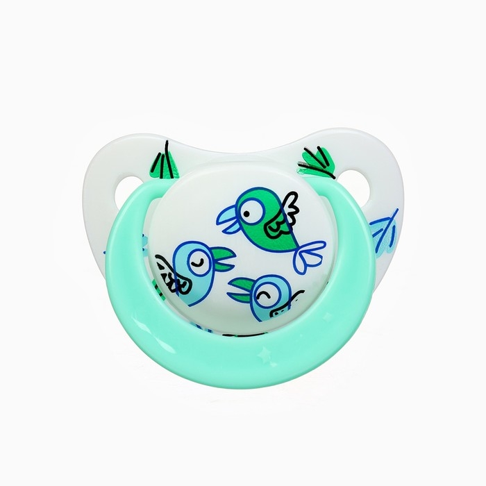 Соска - пустышка ортодонтическая «Птички», +6 мес., цвет зеленый Соска - пустышка ортодонтическая «Птички», +6 мес., цвет зеленый