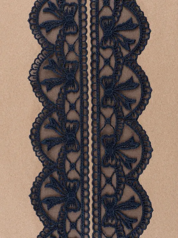 Кружево на сетке, 55 мм, 11&plusmn;1 м, тёмно-синее