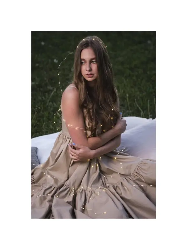 Гирлянда &laquo;Нить&raquo; 2 м роса, IP20, серебристая нить, 20 LED, батарейки CR2032&times;2 (в комплекте), свечение тёплое белое