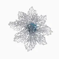 Ёлочные игрушки 2 шт. &laquo;Зимнее волшебство. Ажурный цветок&raquo; пластик, 14 см, серебро