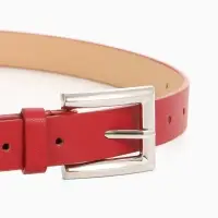 Ремень женский, 110&times;2.3 см, классическая пряжка металл, серебристая, красный