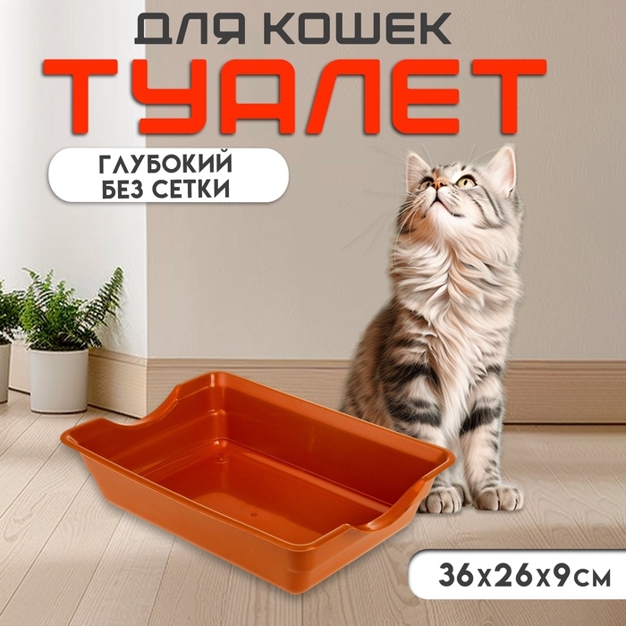 Туалет глубокий без сетки 36 х 26 х 9 см, коричневый Туалет глубокий без сетки 36 х 26 х 9 см, коричневый