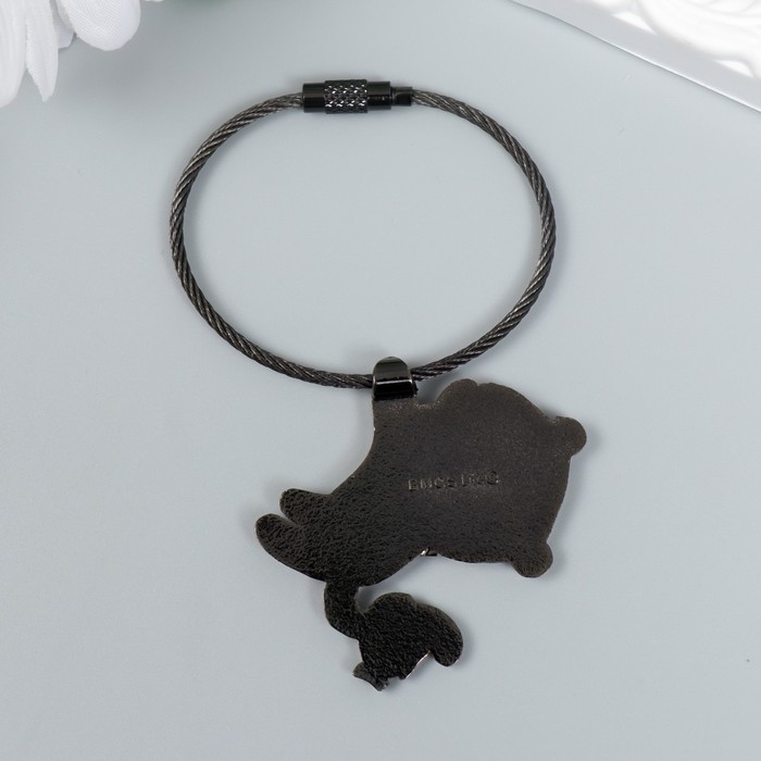 Брелок металл на тросе "Тигрёнок с рыбкой" эмаль 5,2х4,1 см