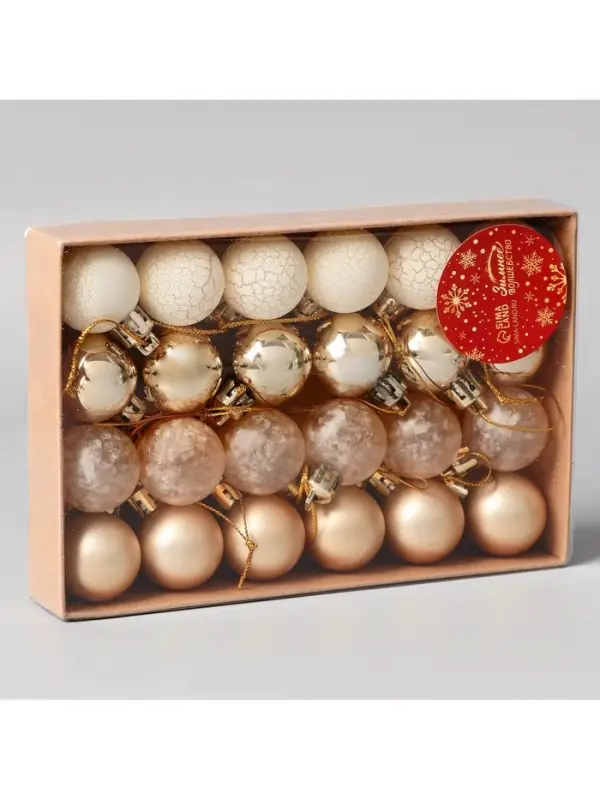 Ёлочные игрушки &laquo;Традиция&raquo;, шары новогодние, d=3 см, набор 24 шт., золотистый/белый