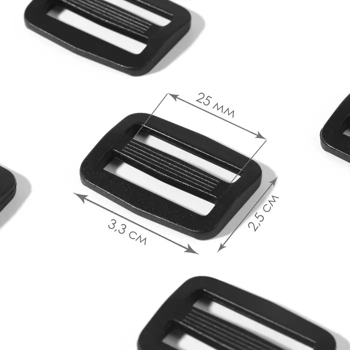 Пряжка регулирующая, двухщелевая, вн. ширина=25 мм, s=4 мм, 10 шт., чёрная Пряжка регулирующая, двухщелевая, вн. ширина=25 мм, s=4 мм, 10 шт., чёрная