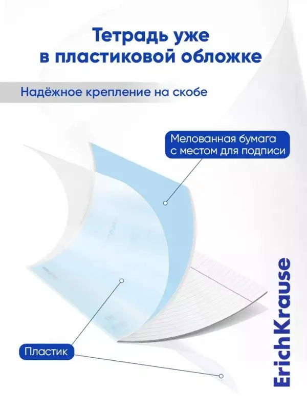 Тетрадь 18 листов в линейку ErichKrause CoverPro fizzy, голубая