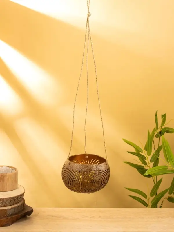 Подсвечник подвесной из кокоса, 13-17 см, коричневый Подсвечник подвесной из кокоса, 13-17 см, коричневый
