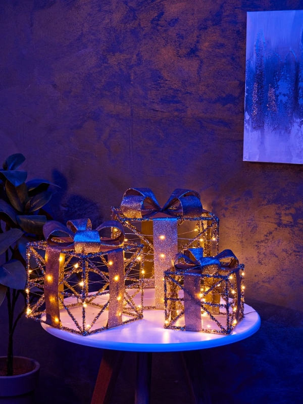 Фигура световая  Фигура световая "Кубы", 25х20х15 см, 90 LED, батарейки ААх8 (не в компл.), свечение тёплое белое