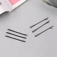 Невидимки для волос QF &laquo;Гладкие&raquo;, набор 36 шт., 6 см, чёрные