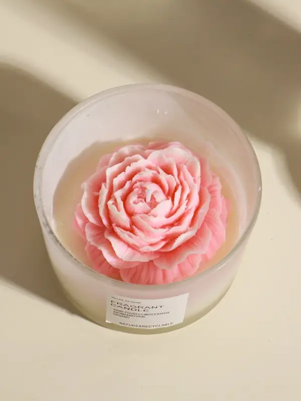 Свеча интерьерная в стакане Свеча интерьерная в стакане "Нежно-розовый пион" 11х11х8 см