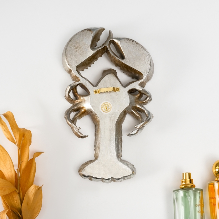 Панно интерьерное полистоун  Панно интерьерное полистоун "Зеркальный рак" серебро 14х3х25 см