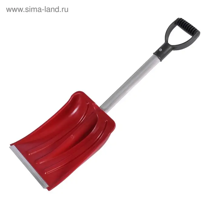 Лопата автомобильная пластиковая, ковш 240&times;300 мм, с алюминиевой планкой, алюминиевый черенок, 72-85 см, МИКС