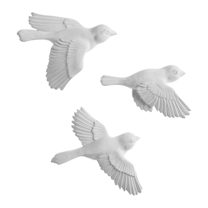 Декорация настенная, гипсовое панно Декорация настенная, гипсовое панно "Птицы" 3 шт, белые