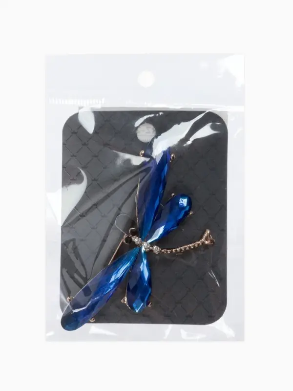 Брошь &laquo;Стрекоза&raquo;, граненые крылья, синяя в золоте