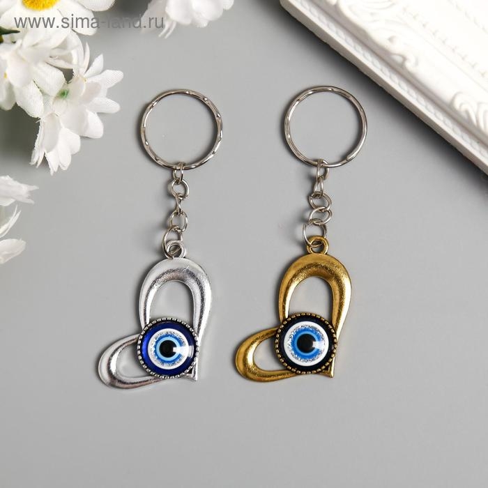 Брелок металл глазки  Брелок металл глазки "Изогнутое сердце" 3,8х3,2 см