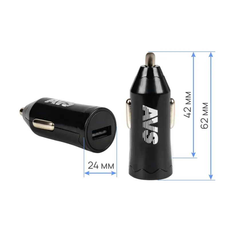 USB автомобильное зарядное устройство AVS 1 порт UC-311 (1,2А, черный) (Black Edition)