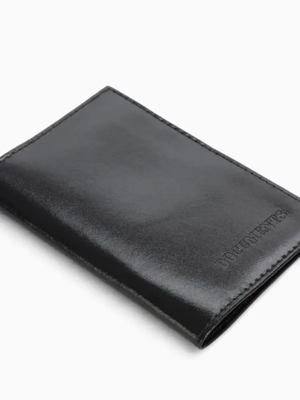 Обложка для автодокументов, натуральная кожа, гладкая, 10&times;1&times;13 см, чёрная