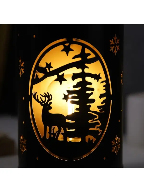 Светодиодная фигура &laquo;Олень в лесу&raquo;, 12.3&times;23 см, 1 LED, от батареек АААх3, свечение тёплое белое