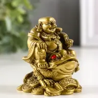 Нэцкэ фигурка &laquo;Хотей на жабе&raquo;, под бронзу