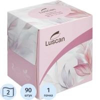 Салфетки косметические Luscan 2сл 90шт/уп в кубе белые