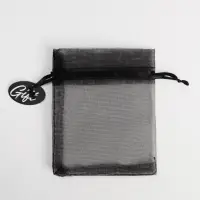 Мешочек подарочный органза черный «Подарок», с шильдиком, 10 х 12 см +/- 1.5 см