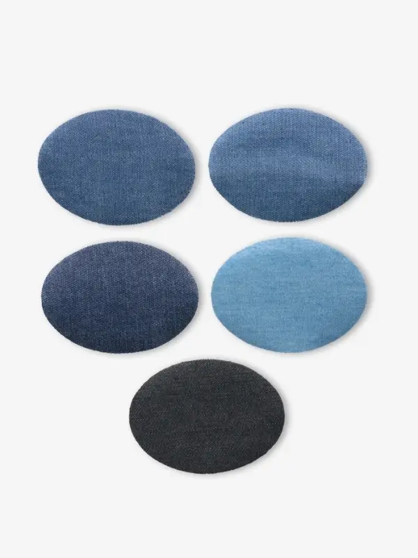 Набор заплаток для одежды, овальные, термоклеевые, 7&times;5 см, 5 шт., синий