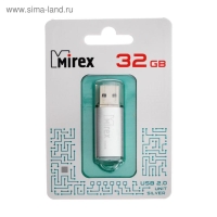 Флешка Mirex UNIT SILVER, 32 Гб, USB2.0, чт до 25 Мб/с, зап до 15 Мб/с, серебристая