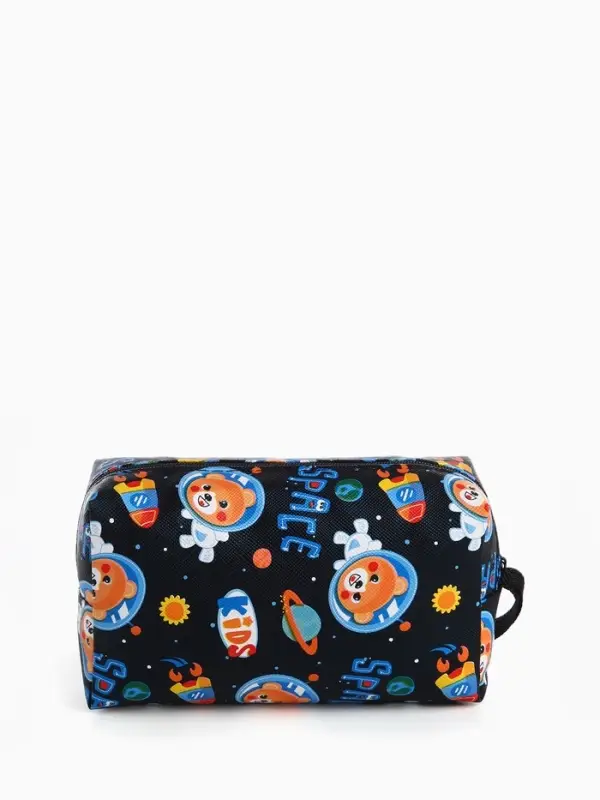 Косметичка - футляр женская с ручкой, объёмная, маленькая, для прокладок, косметики, лекарств, чёрная