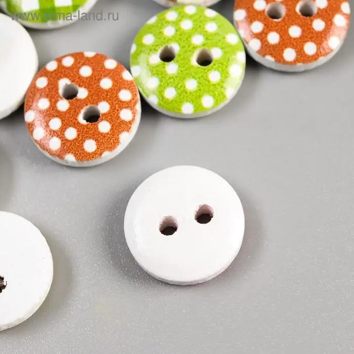 Набор пуговиц декоративных дерево "Горошек" набор 20 шт МИКС 1х1 см