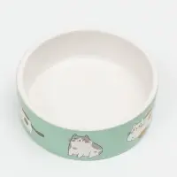 Миска &laquo;Котяры&raquo;, 300 мл, 12.5&times;12.5&times;4.5 см, керамика, зелёная, белая