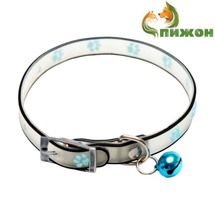 Ошейник Ошейник "Лапки", 28 х 1 см, ОШ 18-24 см, прозрачный/чёрный