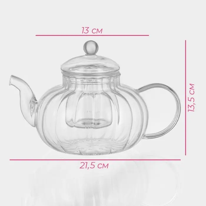 Заварочный чайник из стекла Доляна &laquo;Диана. Грация&raquo;, 1 л, стеклянное сито